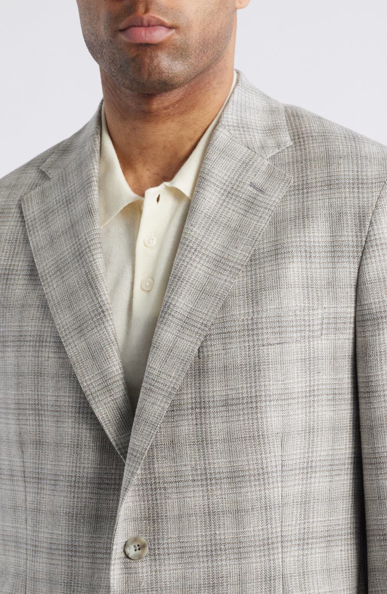 Vince Iker Regular Fit Plaid Silk & Wool Sport Coat, Alternate, color, Grey/ Brown