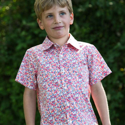 Beet World Boys Collar Shirt In Red And Blue