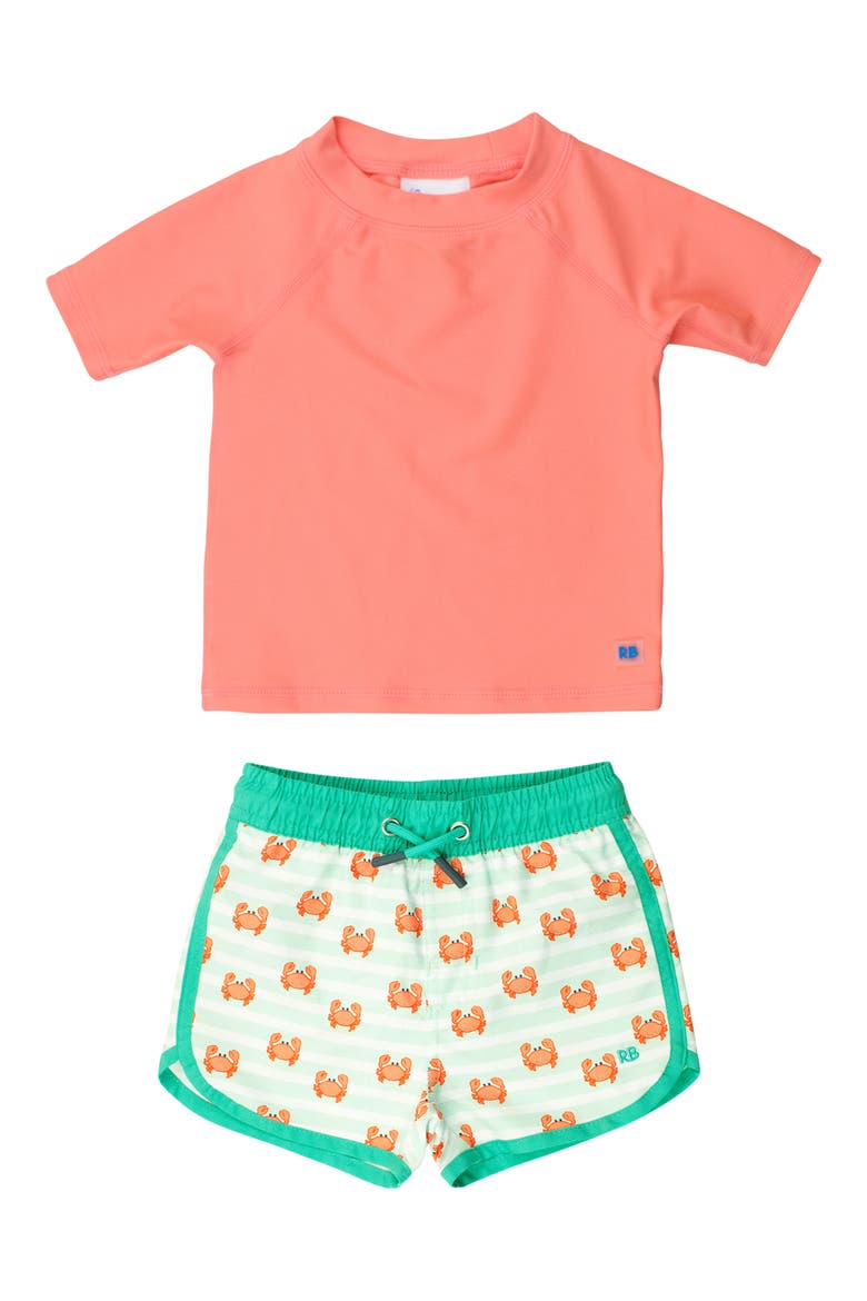 Short Sleeve Two-Piece Rashguard Swimsuit, Main, color, ORANGE