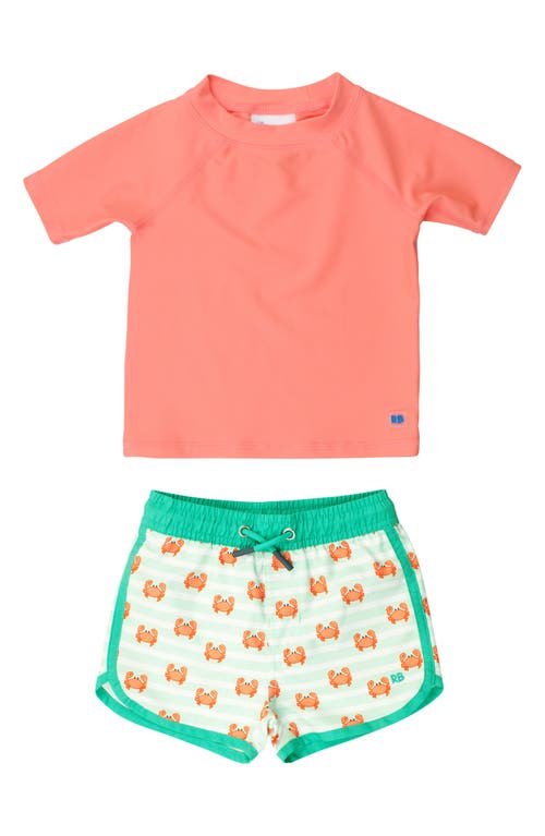 Ruggedbutts Short Sleeve Two-piece Rashguard Swimsuit In Orange