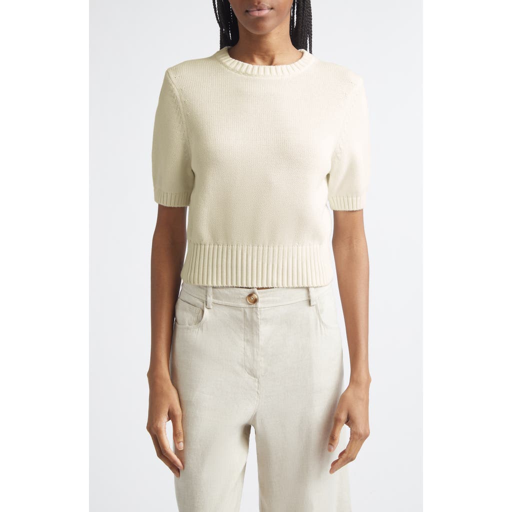Toccin Elsie Short Sleeve Wool & Cashmere Sweater in Ivory at Nordstrom, Size Medium