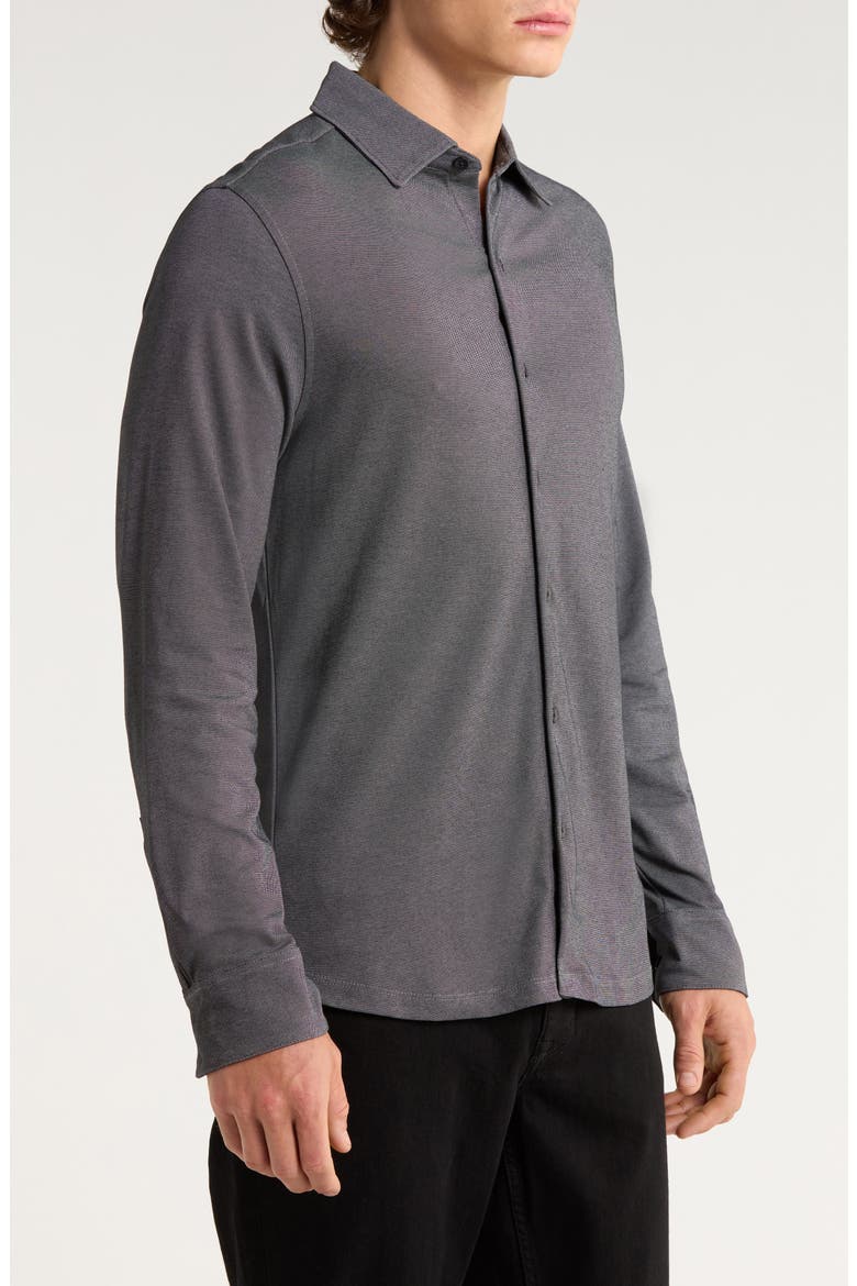 Northpark Knit Button-Up Shirt, Alternate, color, BLACK