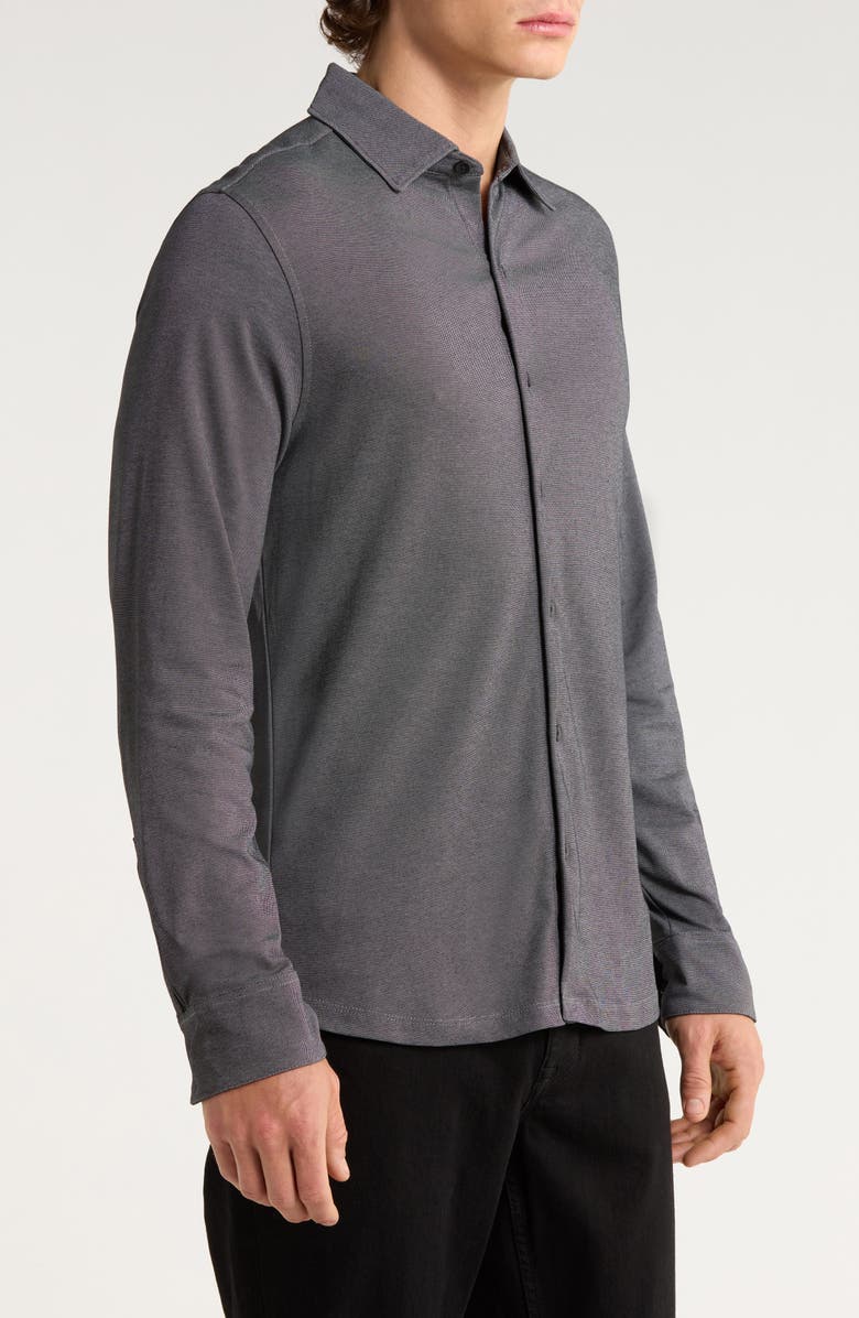 Robert Barakett Northpark Knit Button-Up Shirt, Alternate, color, Black