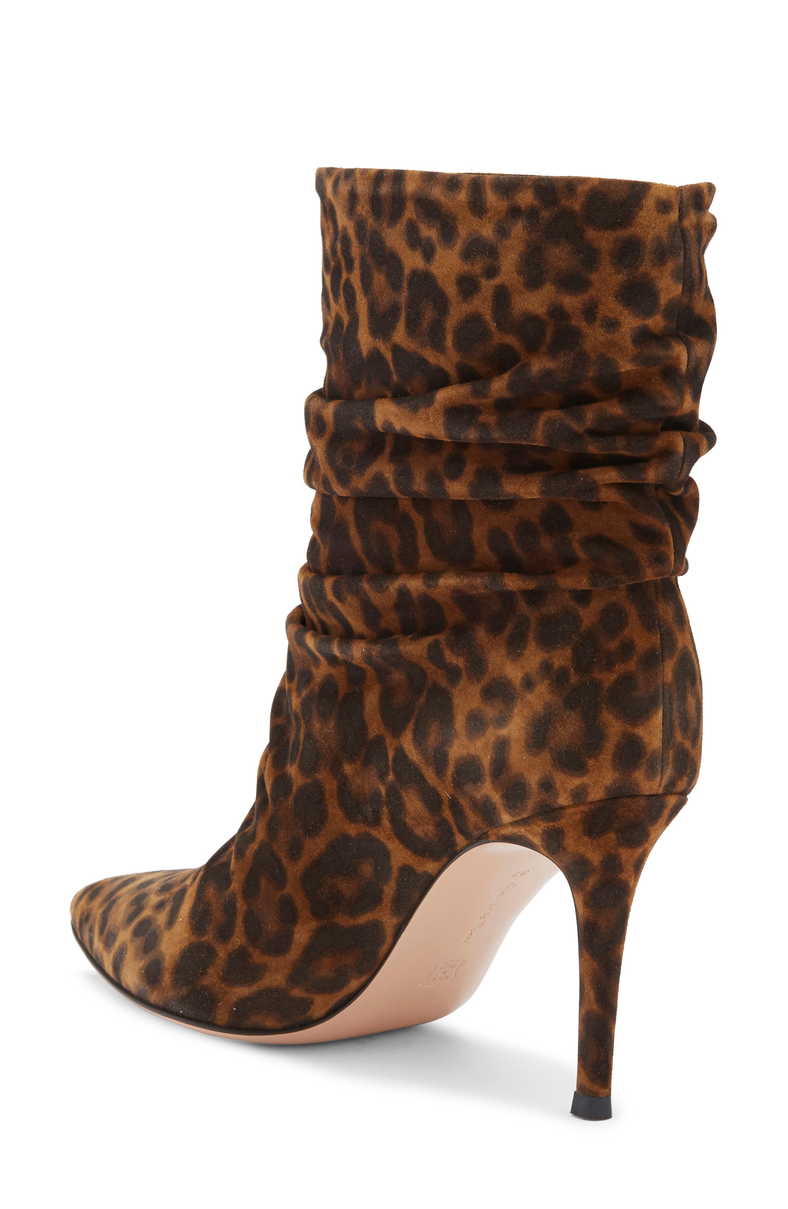 Gianvito Rossi Ruched Leopard Print Bootie, Alternate, color, 
