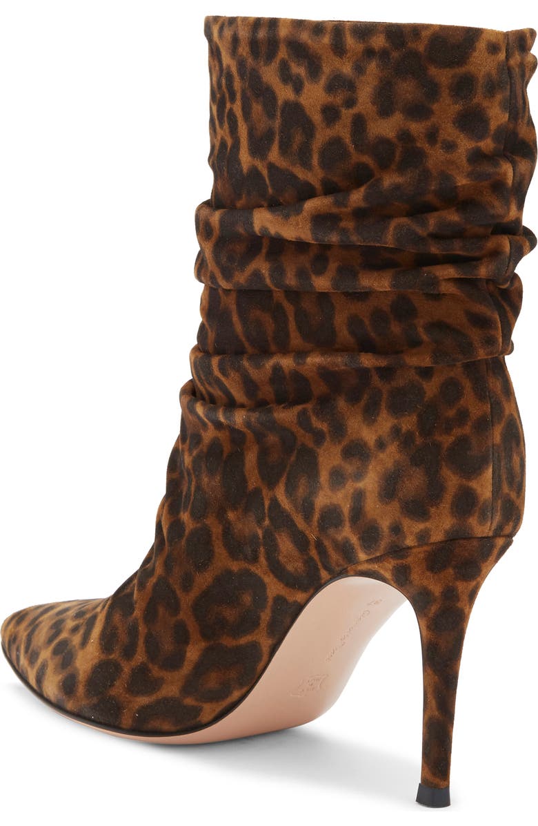 Gianvito Rossi Ruched Leopard Print Bootie, Alternate, color,