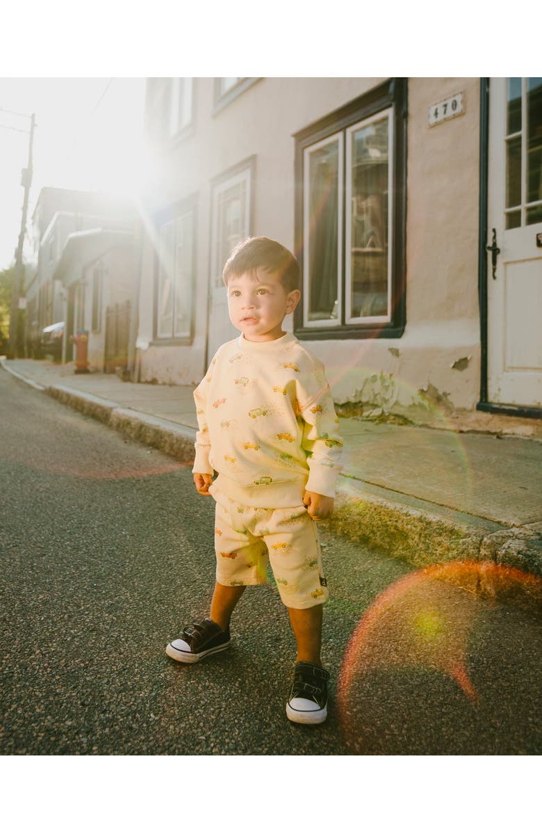 Deux par Deux Long Sleeve Jeep Print French Terry Sweatshirt, Alternate, color, Beige Jeeps Print