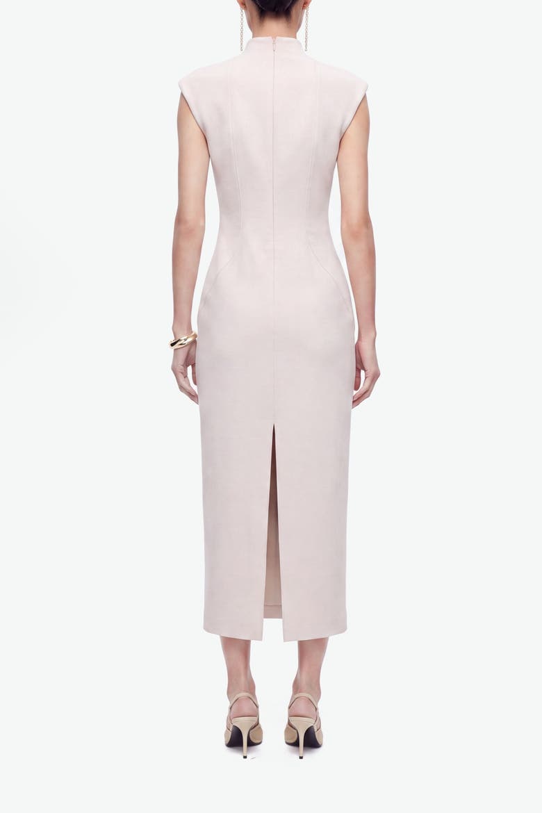 Padded Shoulder Button Detail Maxi Dress, Alternate, color, Ivory