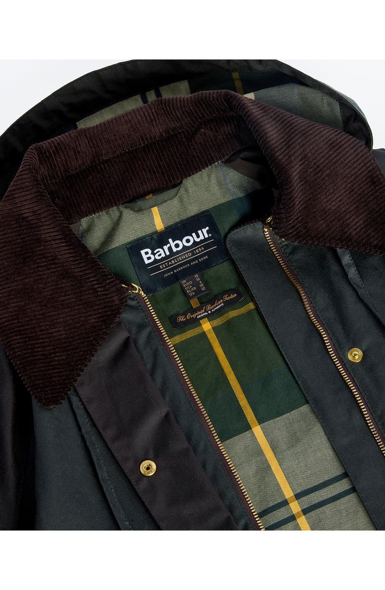 Barbour Reighton Water Resistant Waxed Cotton Jacket, Alternate, color, Sage/ Rustic/ Ancient