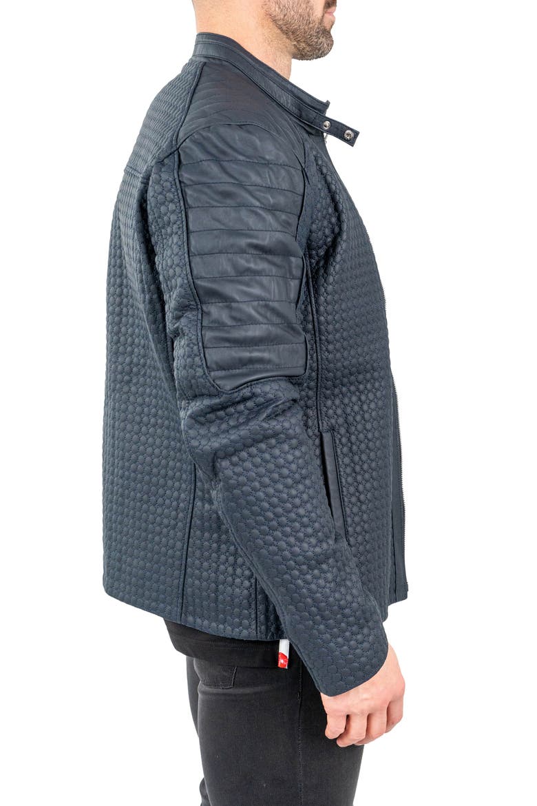 Textured Leather Jacket, Alternate, color, BLUE