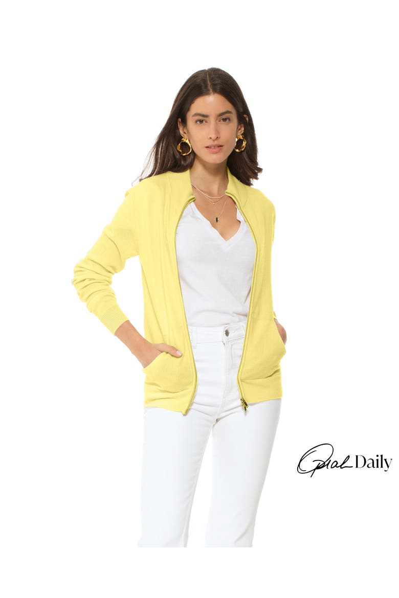 Pure Cashmere Double Slider Slider Zip Cardigan, Main, color, Lemon Yellow
