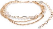 Steve Madden Faux Pearl & Mixed Chain Layered Belt