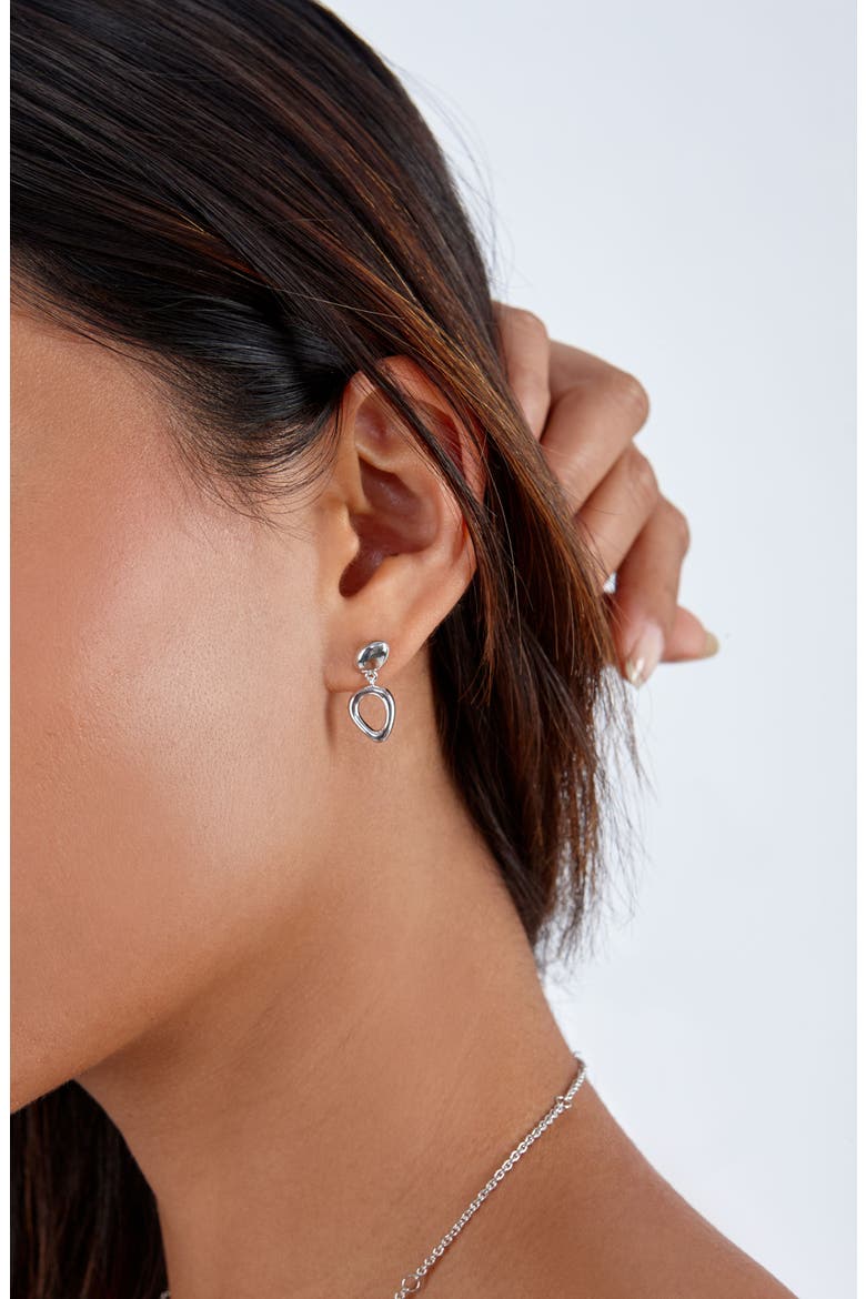 Volcan Stud Drop Earrings, Alternate, color, Sterling Silver