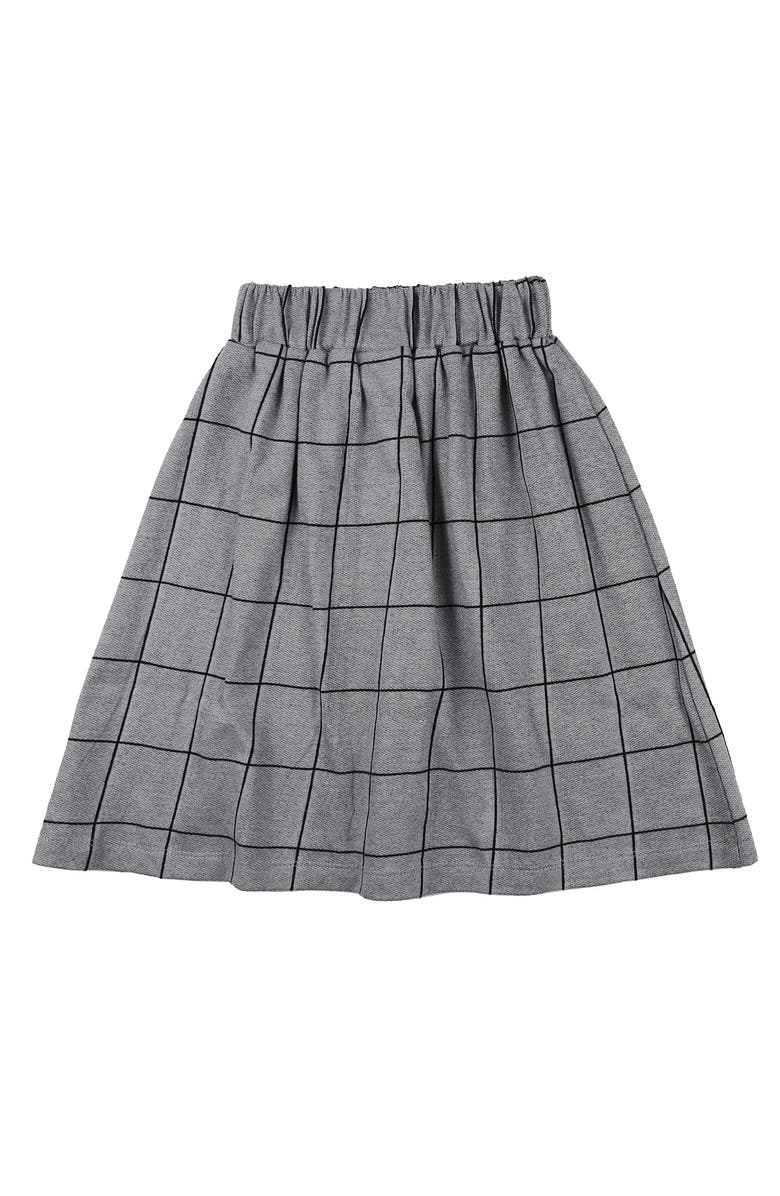 Turtledove London Kids Organic Cotton Window Pane Check Print Skirt, Alternate, color, Grey
