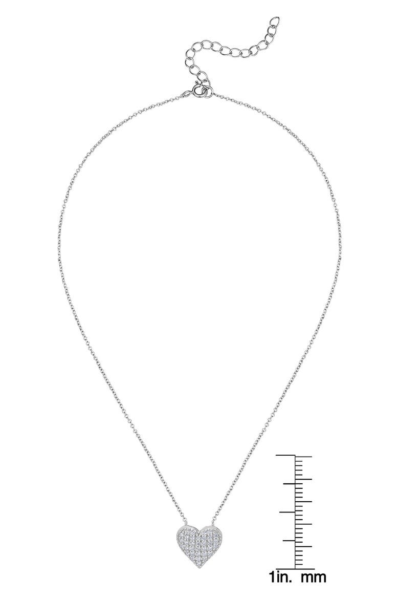 Kids' Pavé Cubic Zirconia Heart Pendant Necklace, Alternate, color, SILVER
