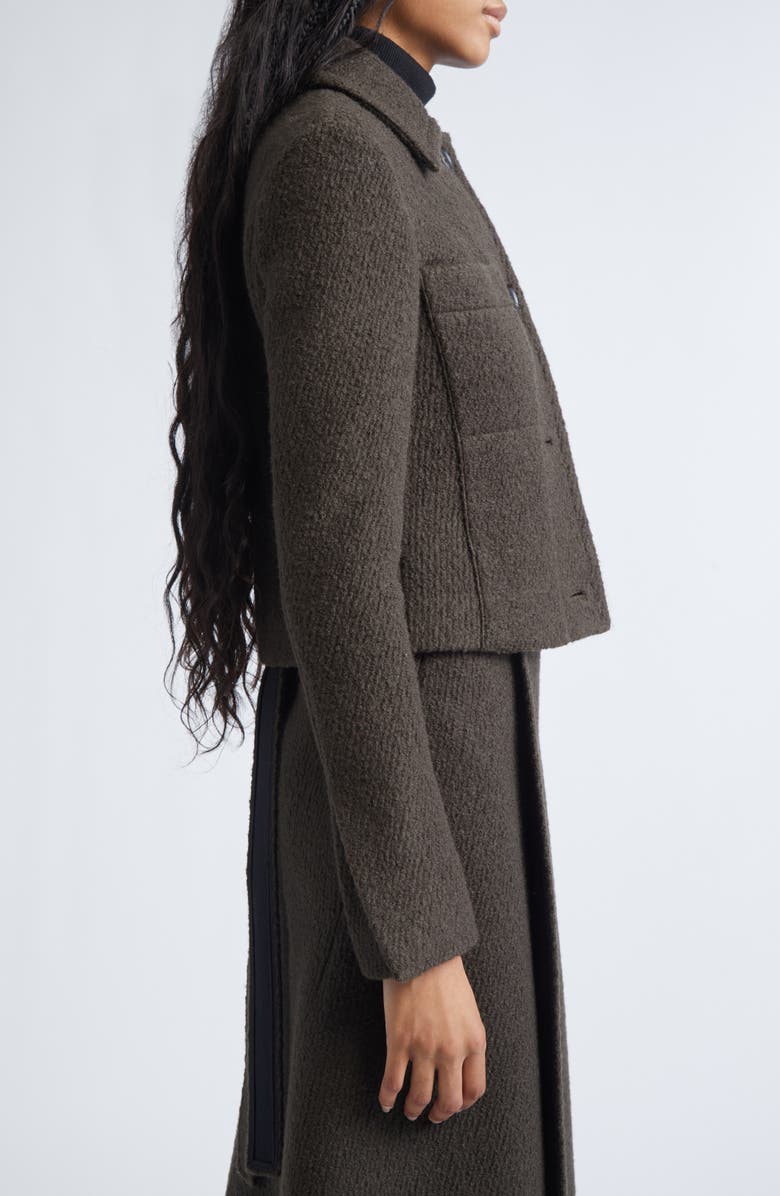 Proenza Schouler Kinsley Bouclé Twill Crop Jacket, Alternate, color, Wood