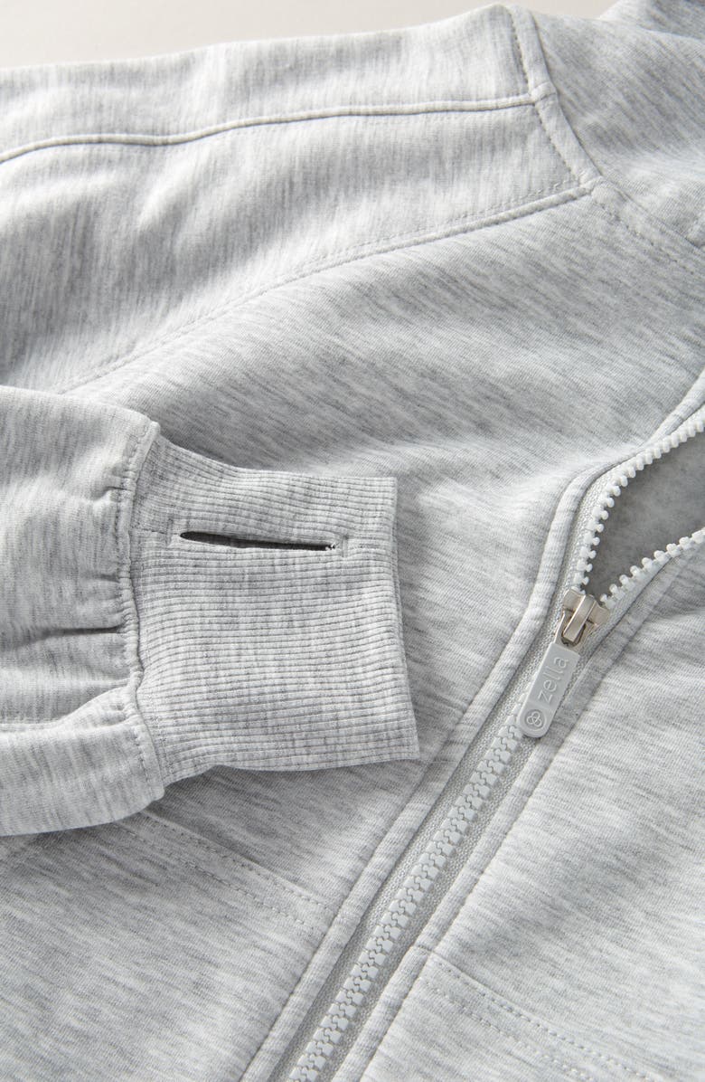 Zella Girl Kids' Aspire Fleece Zip-Up Hoodie, Alternate, color, Grey Light Heather