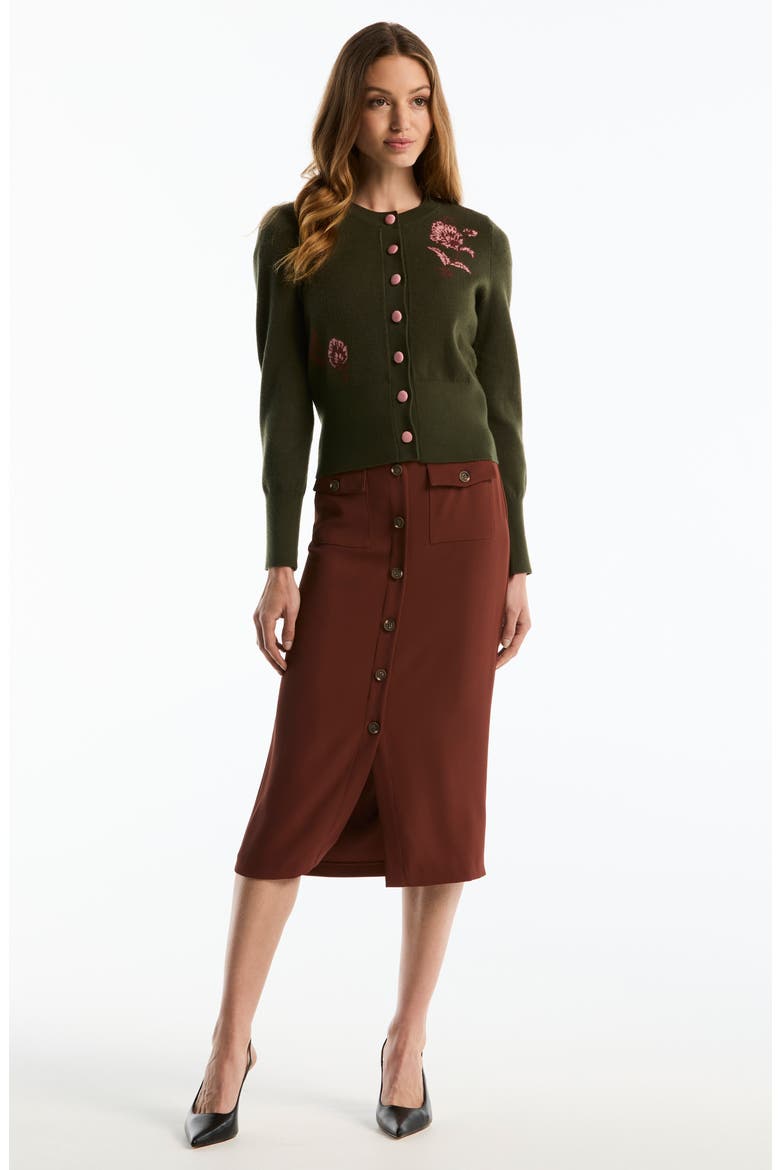 Button Front Midi Skirt, Alternate, color, CINNAMON