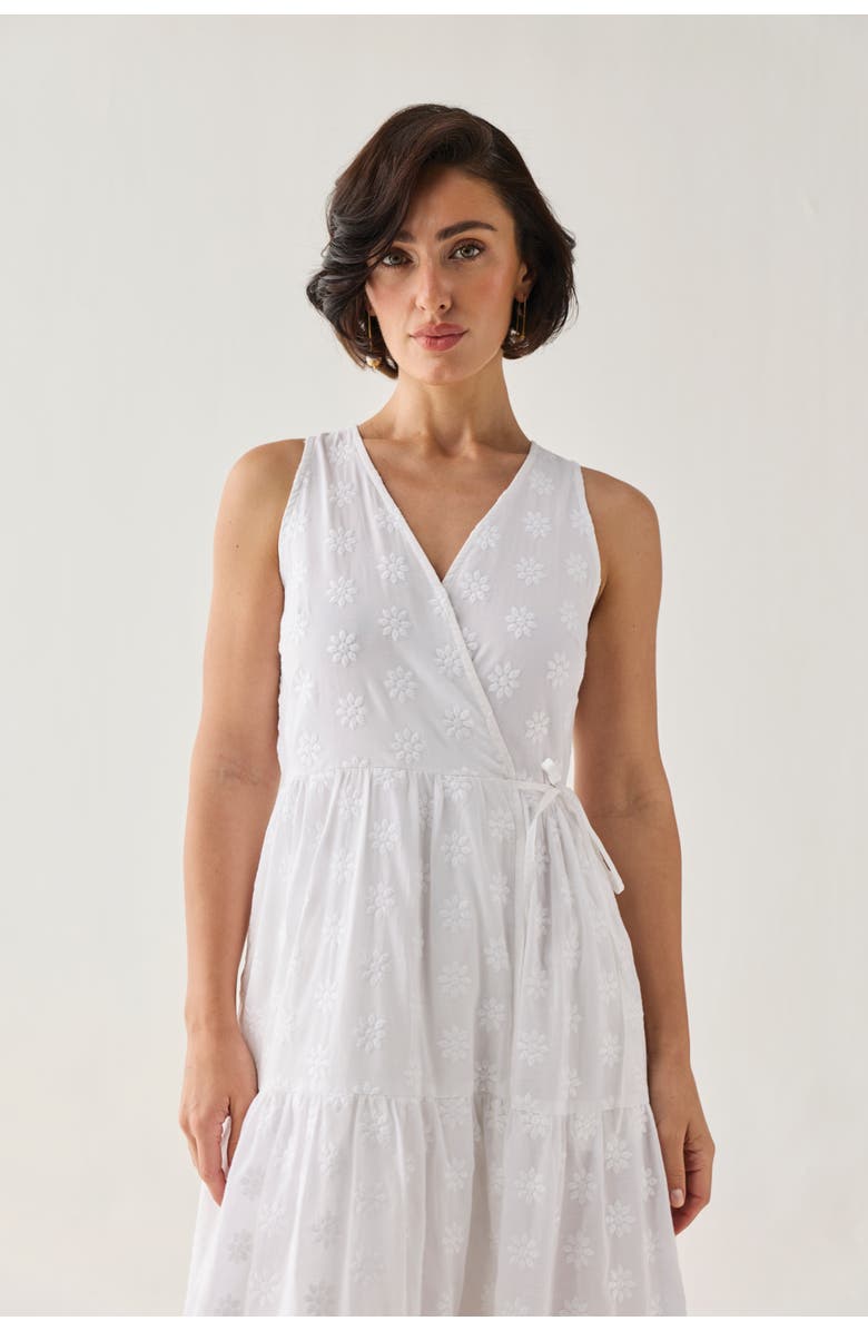 Reistor Embroidered Tiered Wrap Maxi Dress, Alternate, color, Embroidered Cotton White