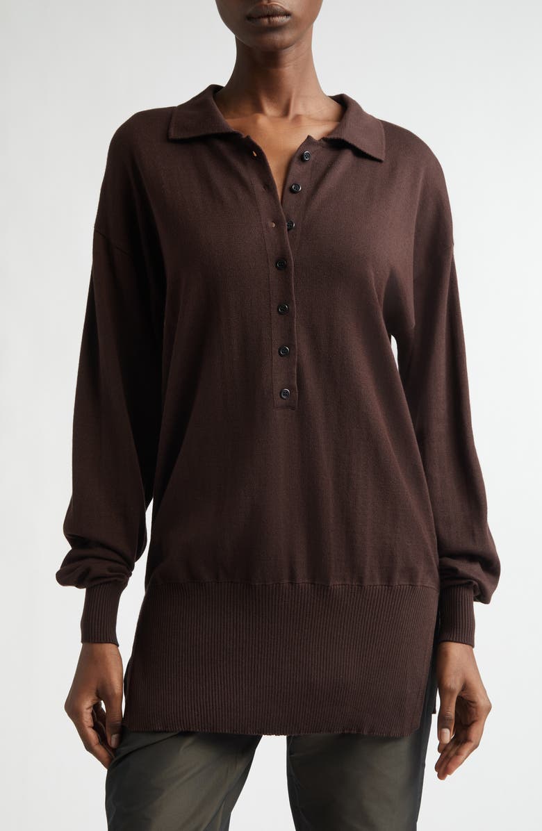 renaissance renaissance Marla Knit Polo, Main, color, Dark Brown