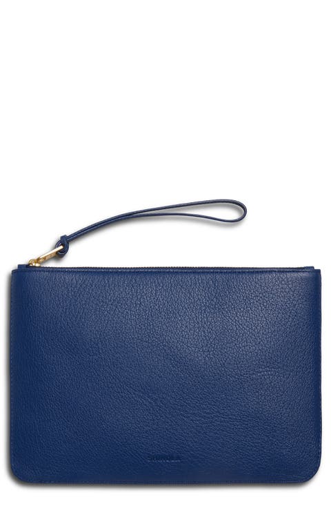 Wristlet Leather Zip Pouch