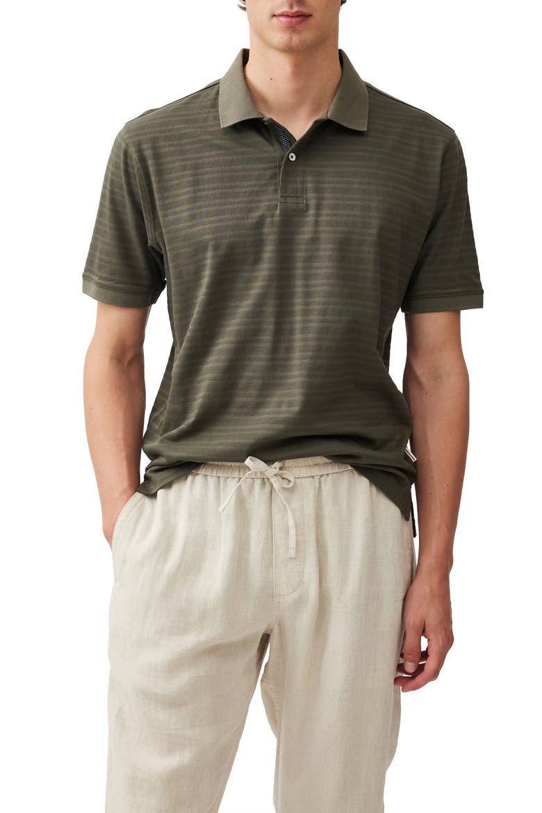 Evans Bay Stripe Cotton Piqué Polo, Main, color, FOREST