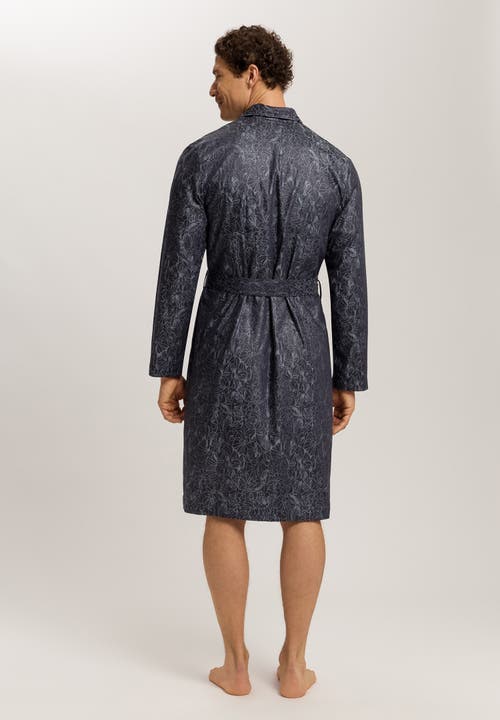 Hanro Selection Satin Cotton Robe In Blue