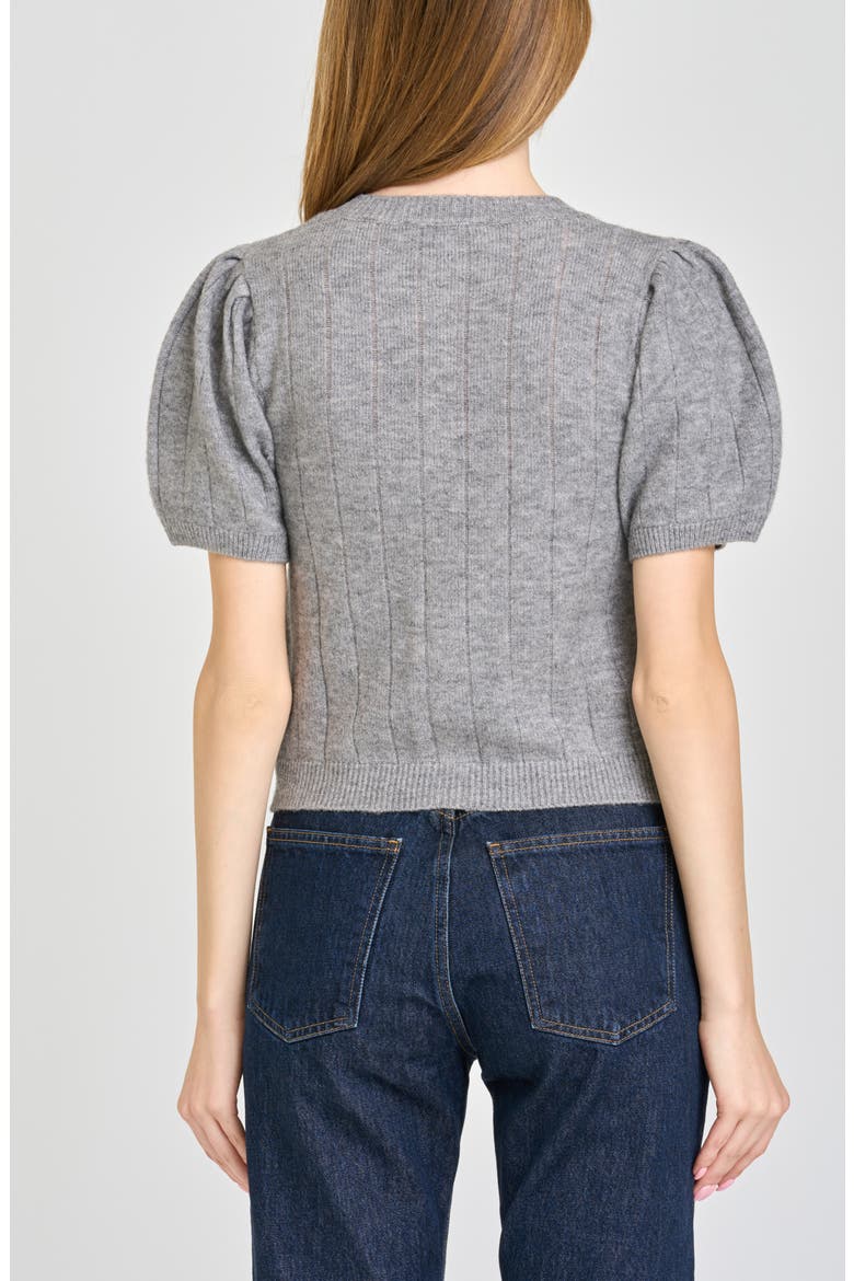 Bridget Puff Sleeve Cardigan, Alternate, color, HEATHER GREY