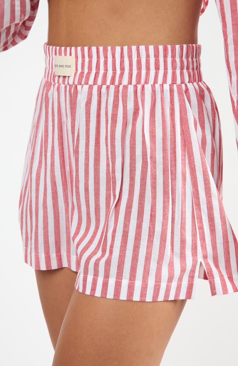 Viens Avec Moi The Summer Stripe Boxer Shorts, Alternate, color, Red