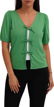 CYRUS Bow Tie Front Short Sleeve Top