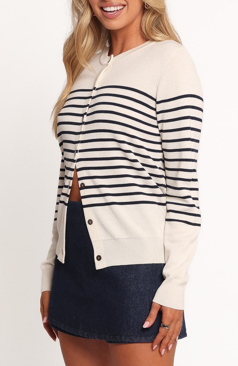 Petal & Pup Gavi Stripe Cardigan, Alternate, color, Off White/ Navy