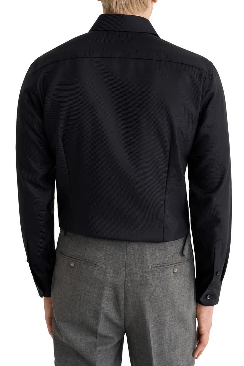 Slim Fit Diagonal Weave Dress Shirt, Alternate, color, BLACK
