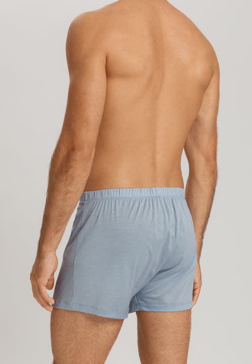 Hanro Cotton Sporty Button Fly Cotton Boxer In Sea Breeze