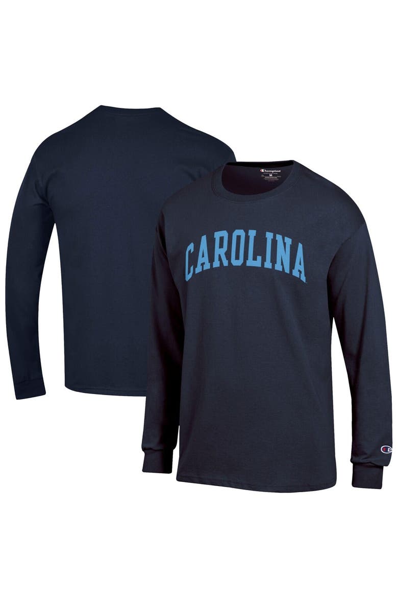 Men's Champion  Navy North Carolina Tar Heels Basic Arch Long Sleeve T-Shirt, Main, color, Navy