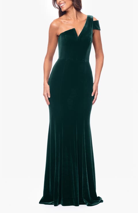 One-Shoulder Velvet Mermaid Gown