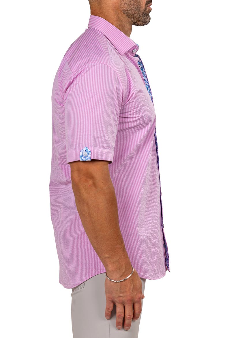 Galileo Marthy Short Sleeve Cotton Button-Up Shirt, Alternate, color, PINK