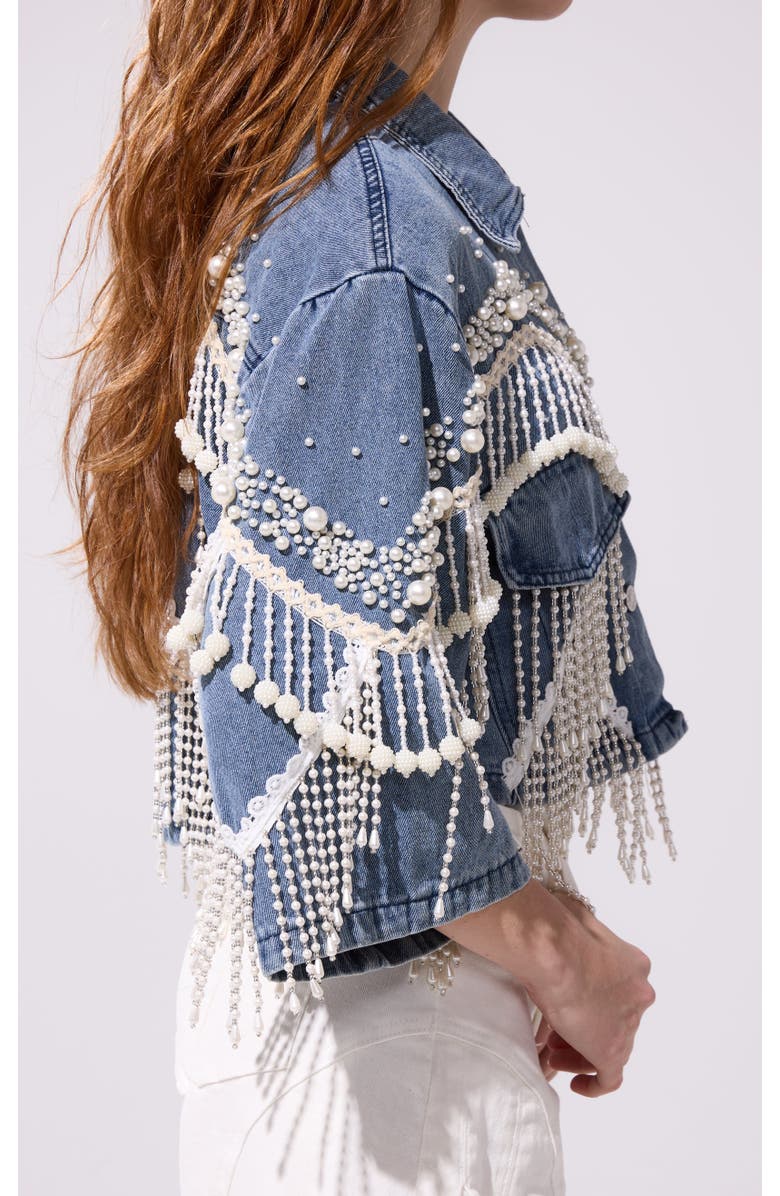 AZALEA WANG Adelynne Pearl Jacket, Alternate, color, Denim