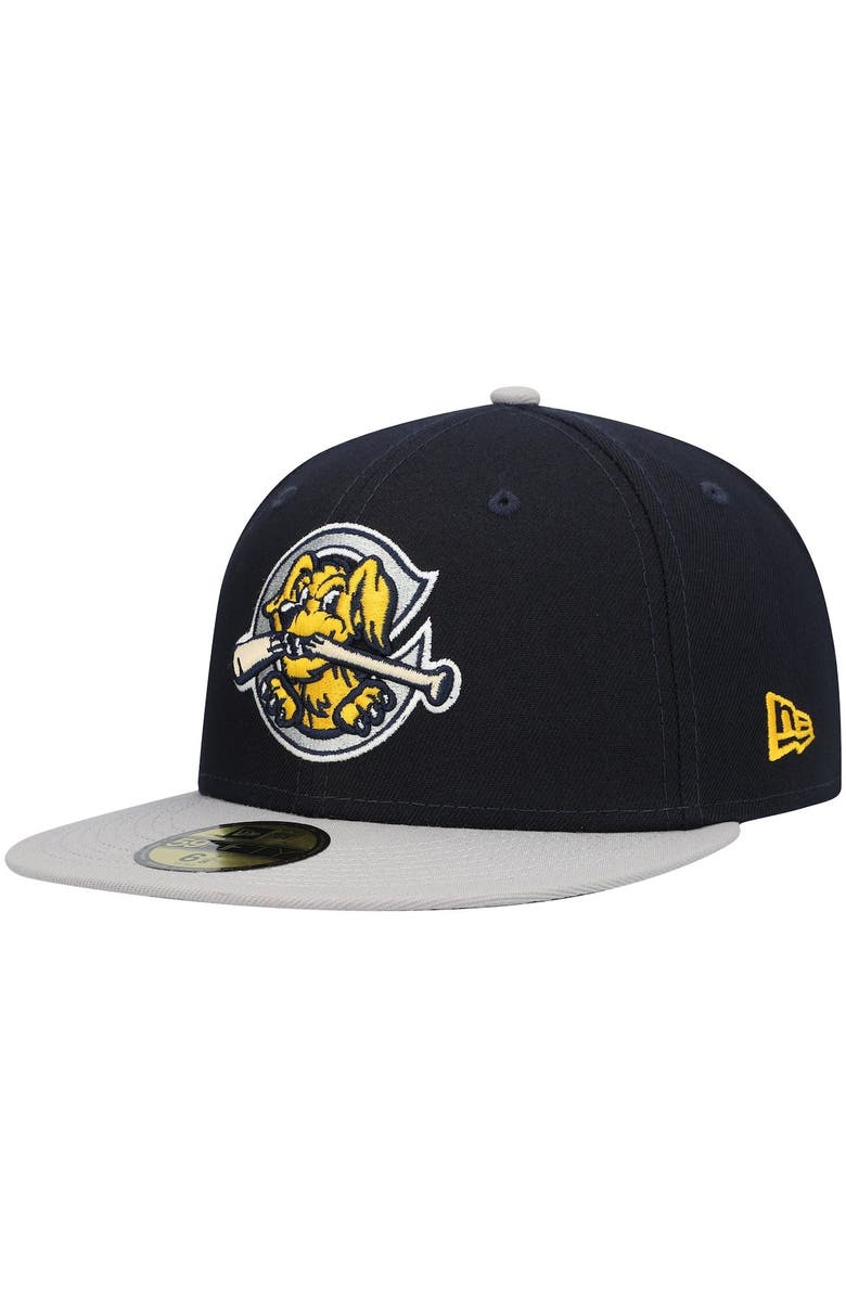 New Era Men's New Era Navy Charleston RiverDogs Authentic Collection Road 59FIFTY Fitted Hat, Main, color,