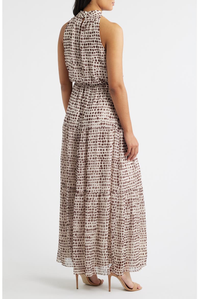 Dot Print Tiered Chiffon Maxi Dress, Alternate, color, CREAM MULTI