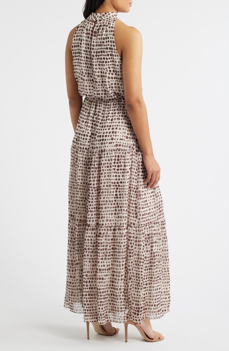 Julia Jordan Dot Print Tiered Chiffon Maxi Dress, Alternate, color, Cream Multi
