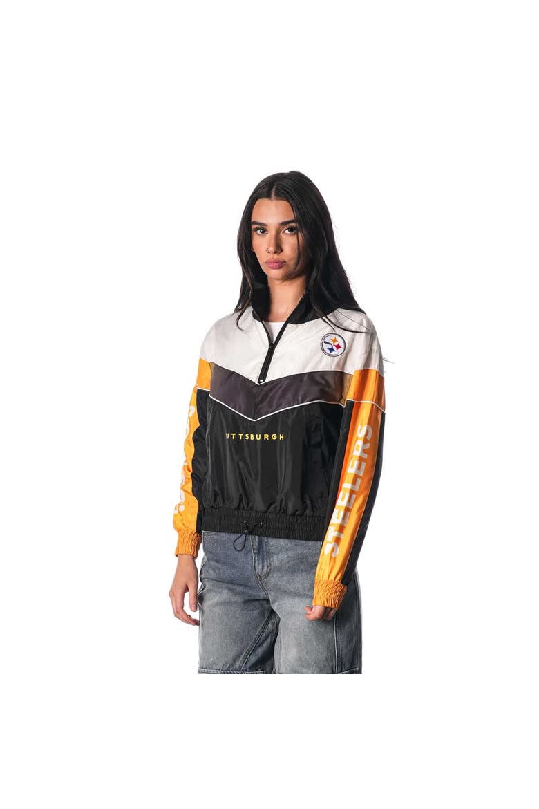 Women's The Wild Collective Black Pittsburgh Steelers 1/4 Zip Track Jacket, Main, color, Black