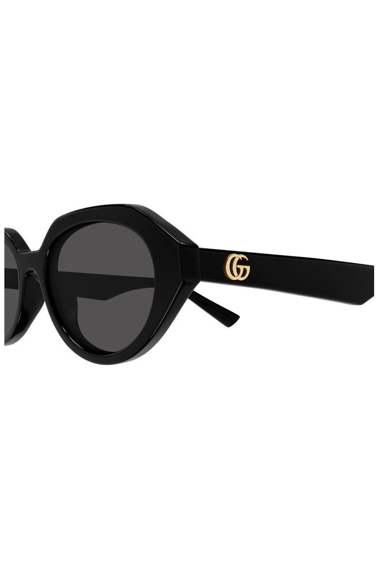 53mm Geometric Sunglasses, Alternate, color, BLACK