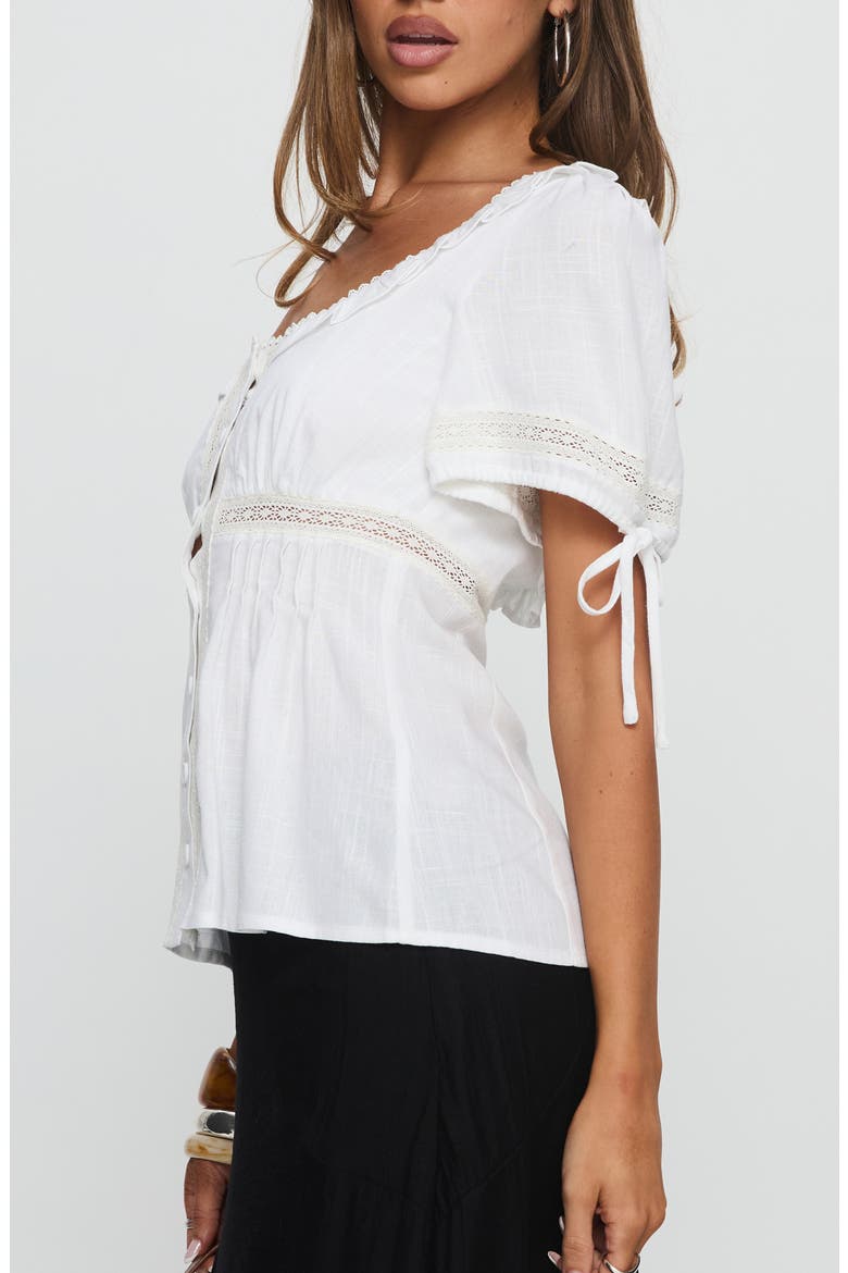 Indianah Pleat Lace Top, Alternate, color, WHITE