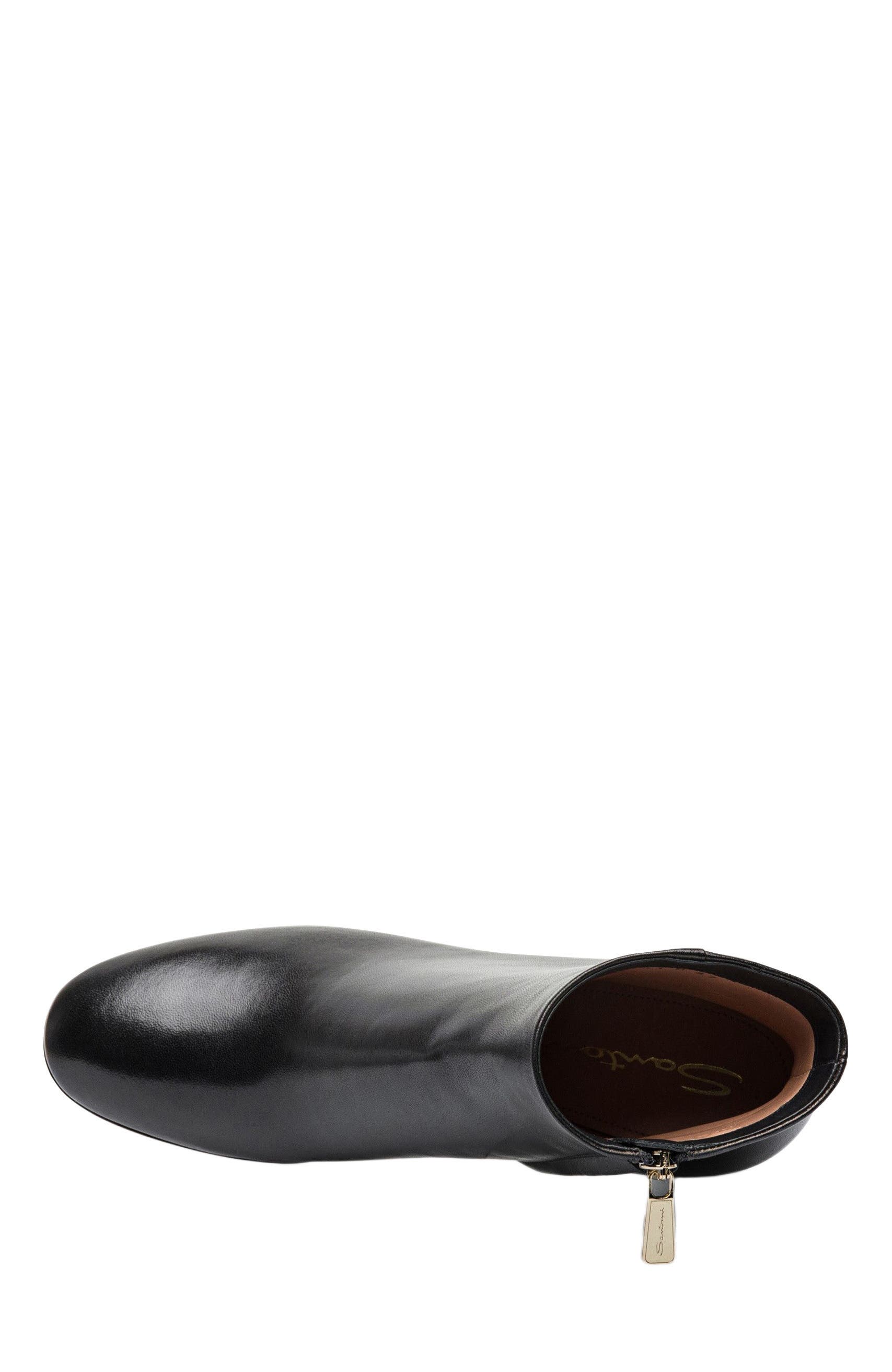 Santoni Women’s  leather mid-heel ankle boot, Alternate, color, Black