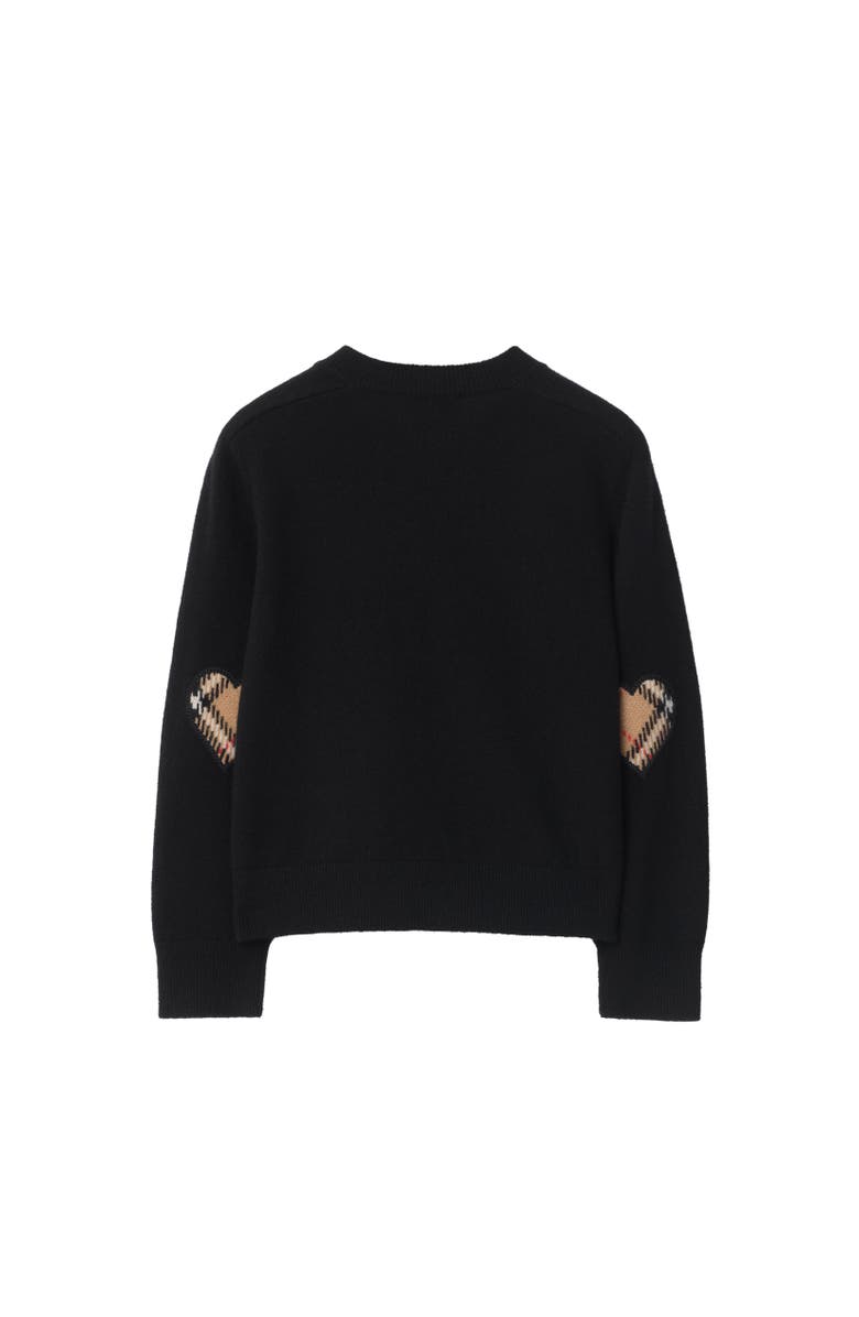 Burberry Check Patch Wool Cashmere Cardigan, Alternate, color, Black