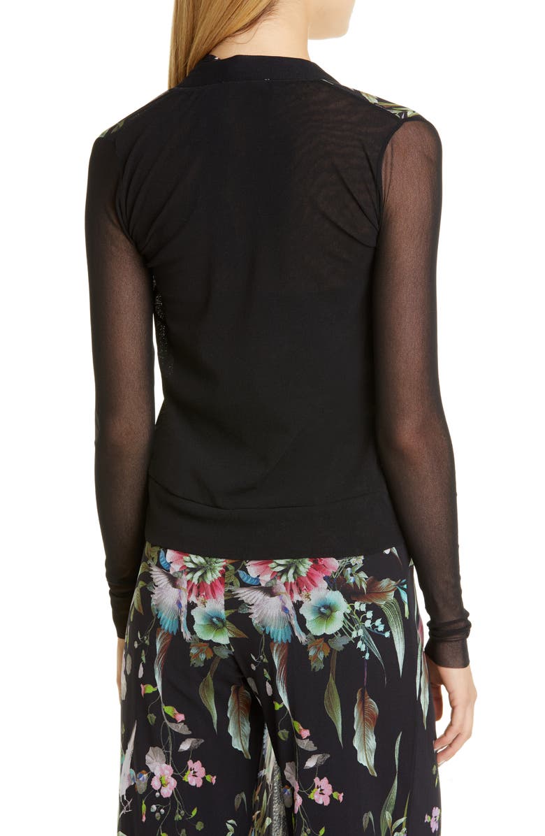 Fuzzi Floral Sheer Sleeve Cardigan, Alternate, color, 