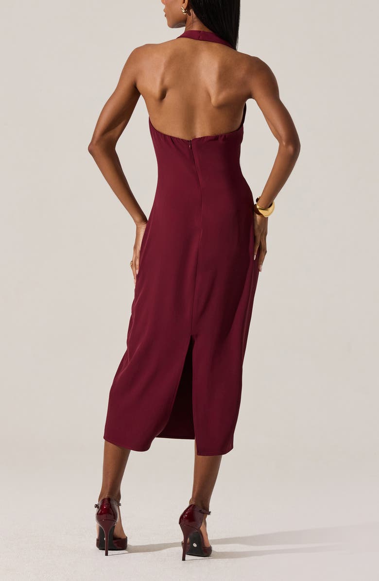 ASTR the Label Alanna Metal Buckle Detail Halter Neck Dress, Alternate, color, Wine