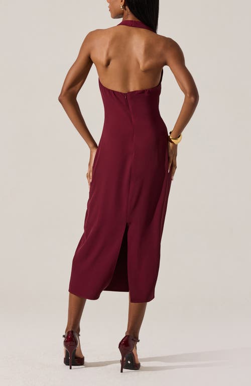 Astr The Label Alanna Metal Buckle Detail Halter Neck Dress In Burgundy