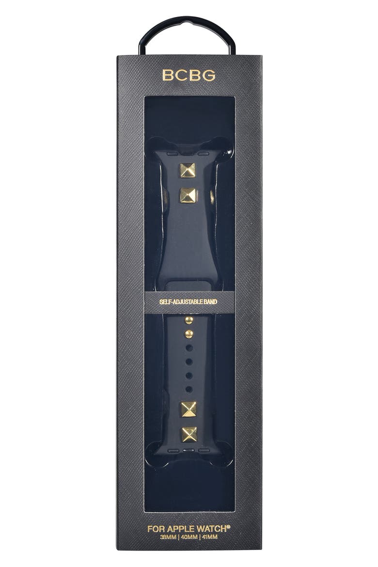 Studded Silicone Watch Band, Alternate, color, BLACK