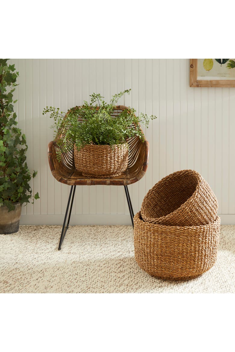 Seagrass Cylindrical Baskets Set of 3, Alternate, color, Beige