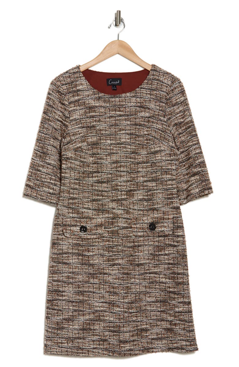 Connected Apparel Three Quarter Sleeve Shift Dress, Alternate, color, Spice